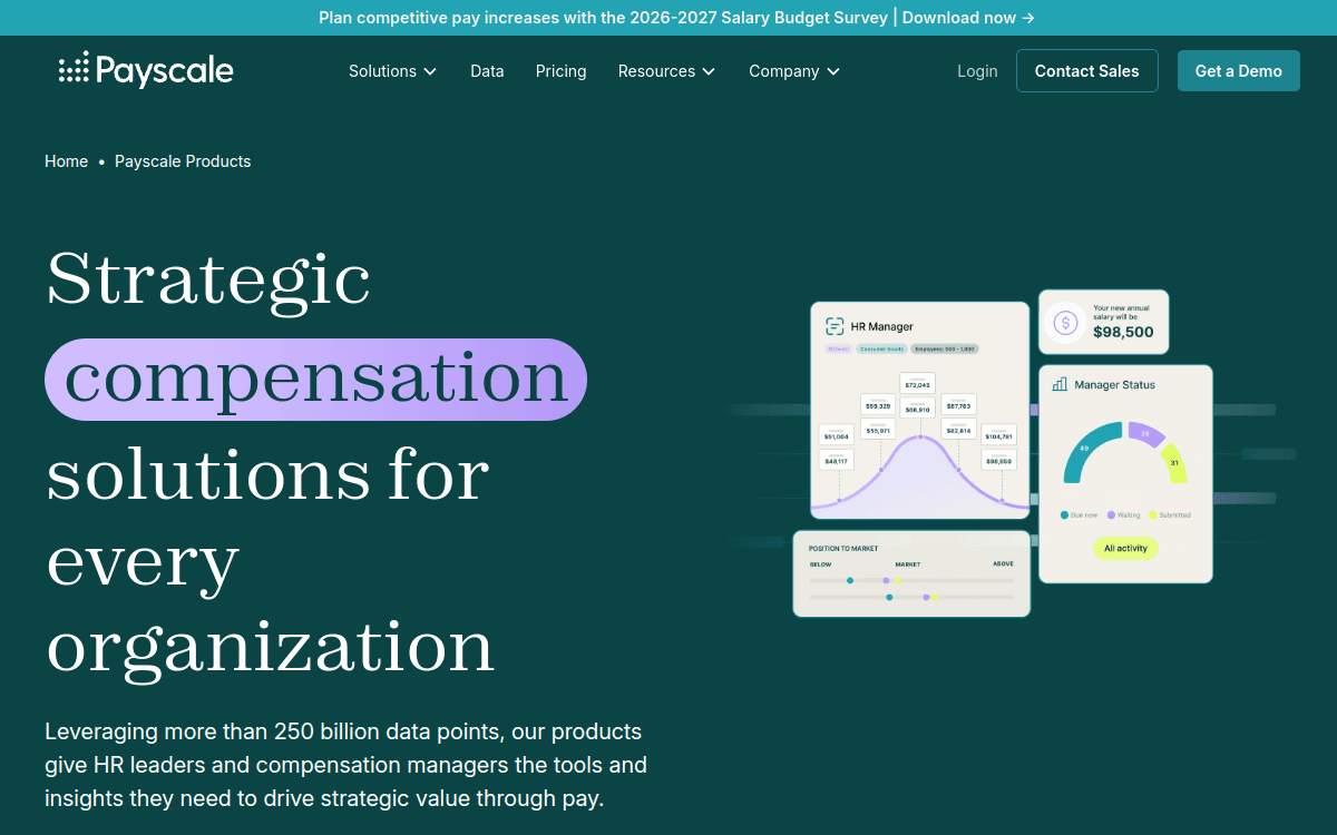 Payscale Compensation Suite official product page