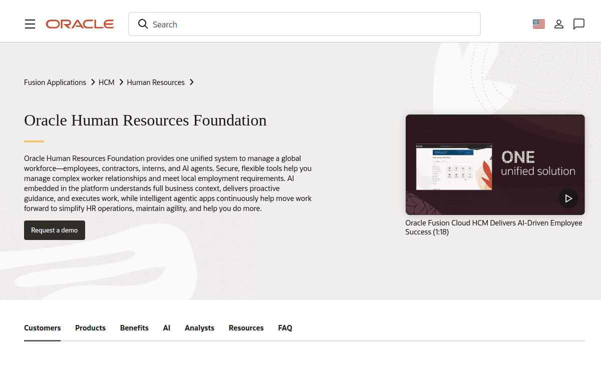 Oracle Human Resources Foundation official product page