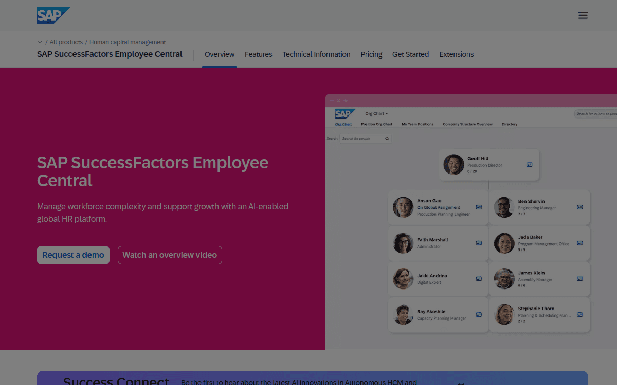 SAP SuccessFactors Employee Central official product page