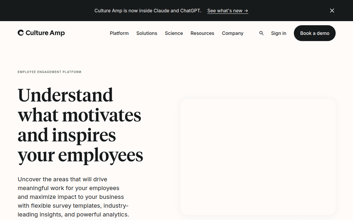 Culture Amp Engage official product page