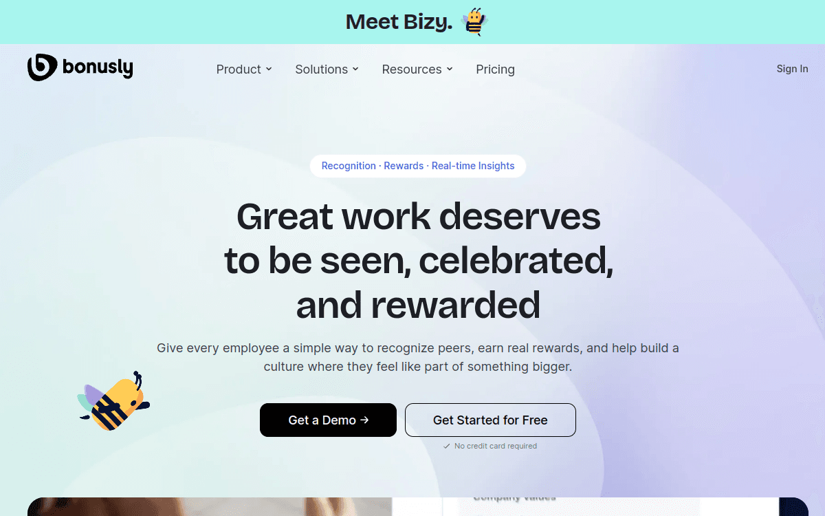 Bonusly Recognition & Rewards official product page