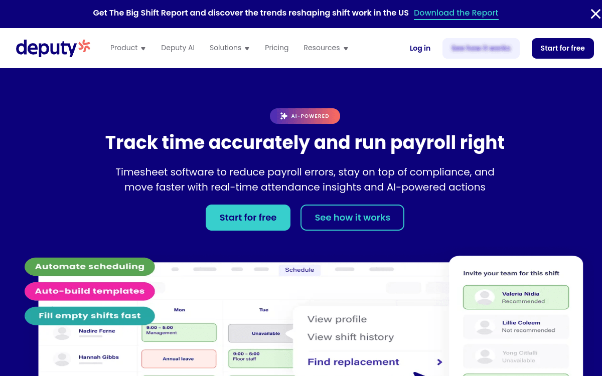 Deputy Time & Attendance official product page