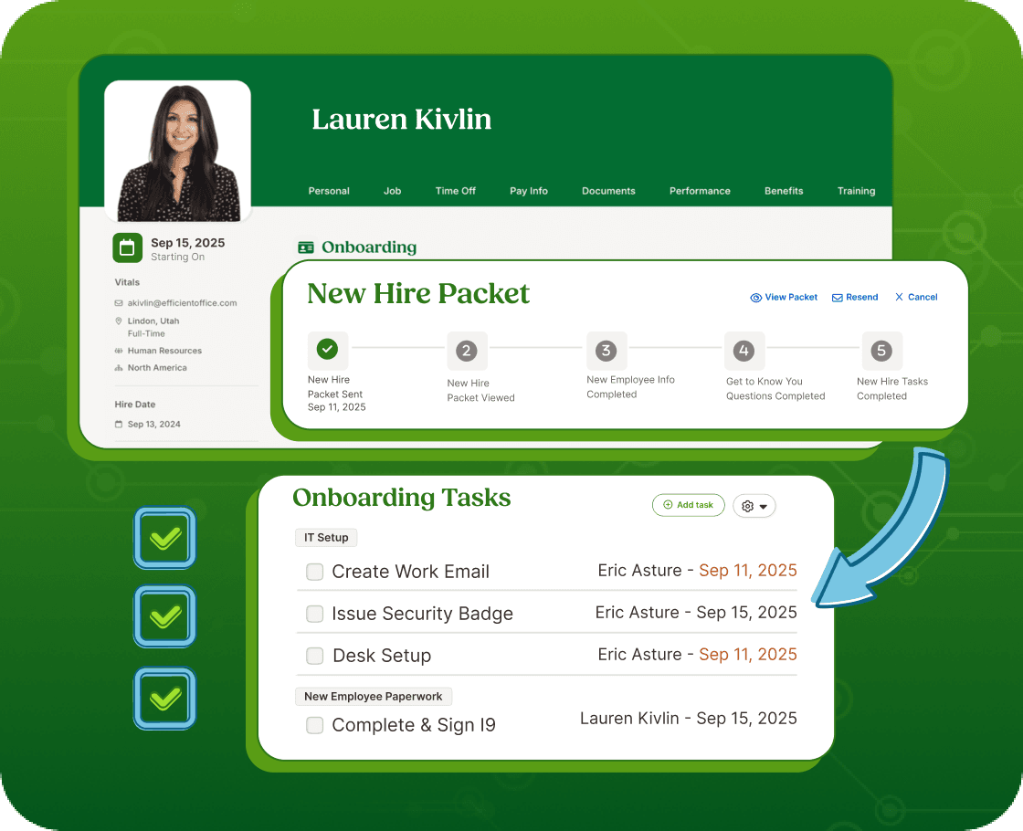 BambooHR new-hire packet with welcome information and onboarding tasks