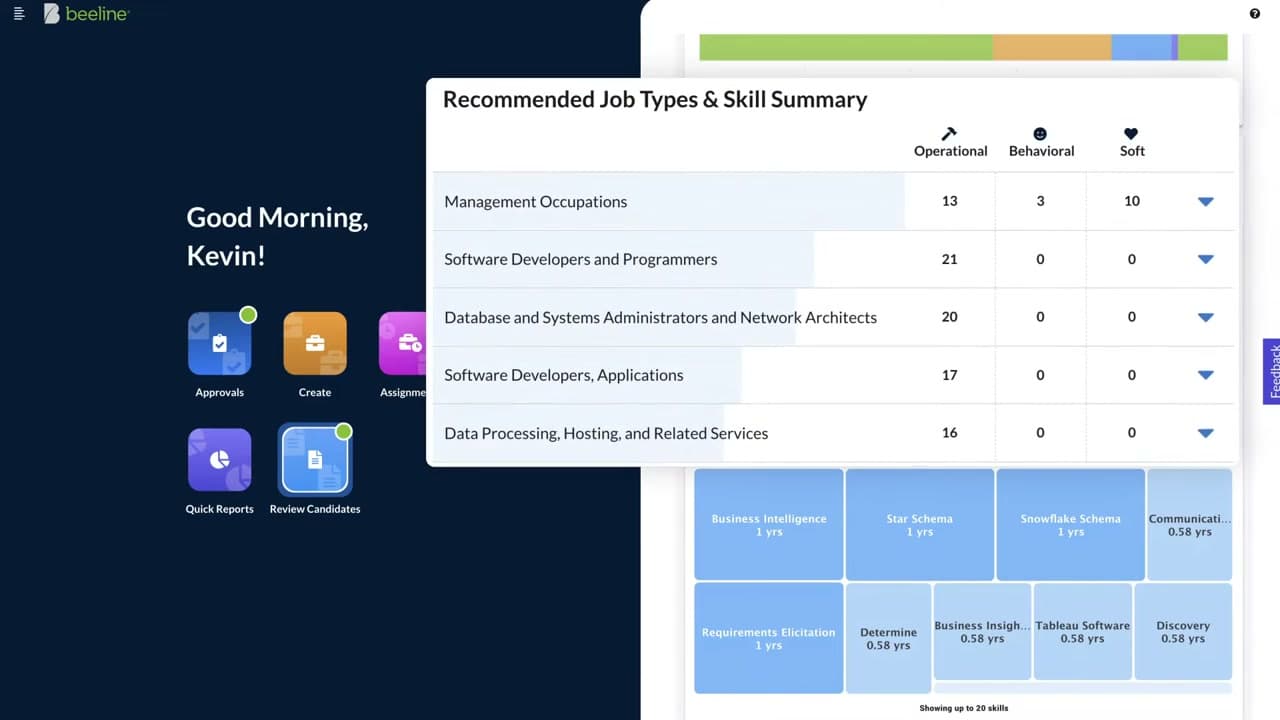 Beeline recommended contingent job types and skill summary dashboard