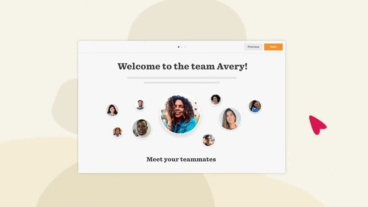 HiBob new-hire welcome screen introducing team members
