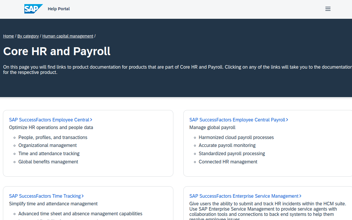 SAP SuccessFactors Enterprise Service Management official product page