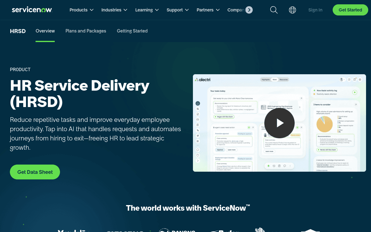 ServiceNow HR Service Delivery official product page