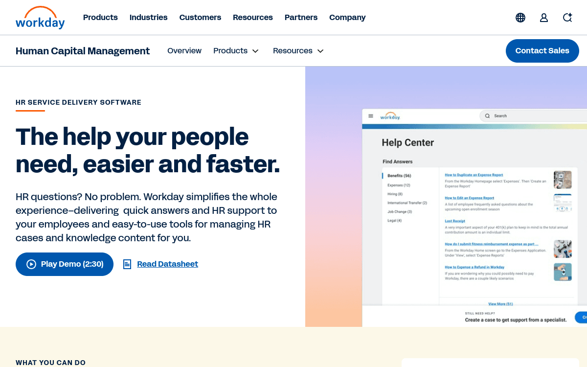 Workday HR Service Delivery official product page