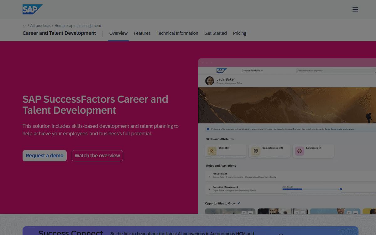 SAP SuccessFactors Career and Talent Development official product page